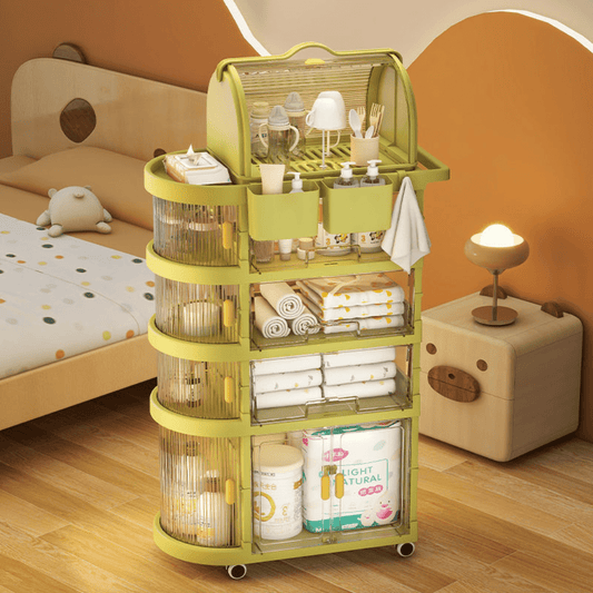 4-Tier Foldable Storage Cart with Wheels for Easy Organization
