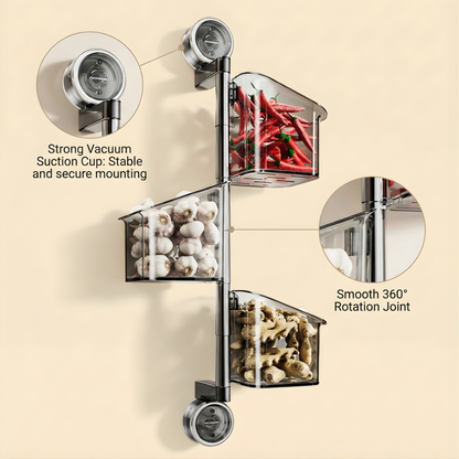 360° Rotating Suction Cup Storage Basket