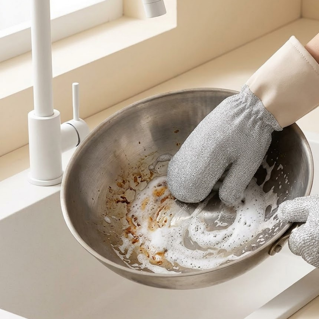 Extra Long Steel Wool Dishwashing Gloves