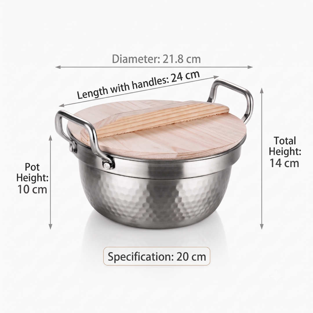 Premium Stainless Steel Cooking Pot With Wooden Lid