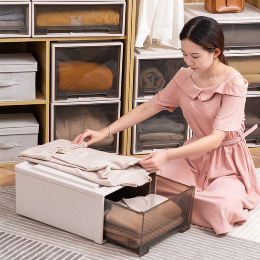 Transparent Stackable Drawer Storage Organizer Box