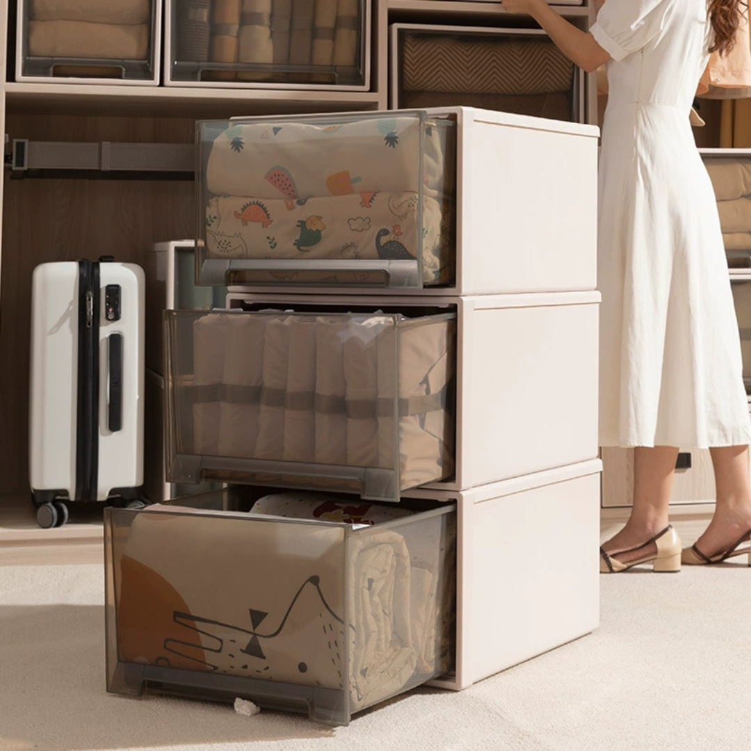 Transparent Stackable Drawer Storage Organizer Box