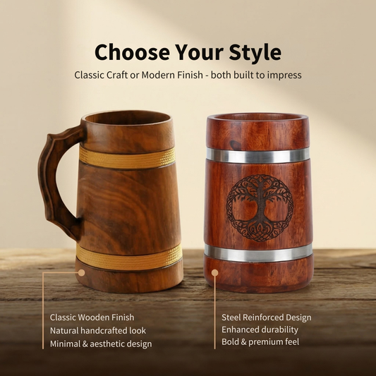 Multipurpose Classic Handcrafted Durable Finish Wood Beer Mug