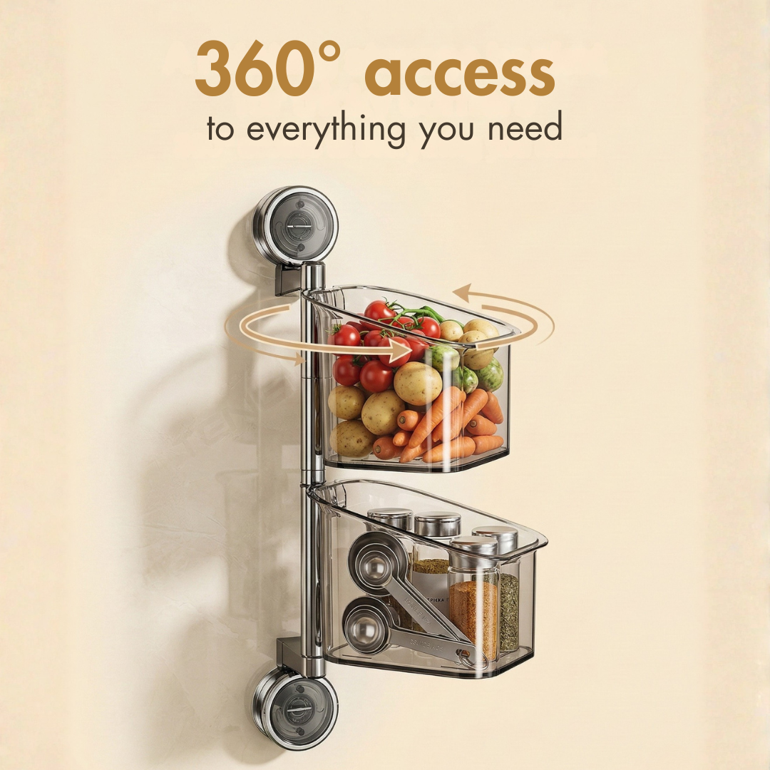 360° Rotating Suction Cup Storage Basket