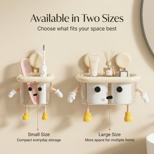 Wall-Mounted Bathroom Storage Box with Suction Cup