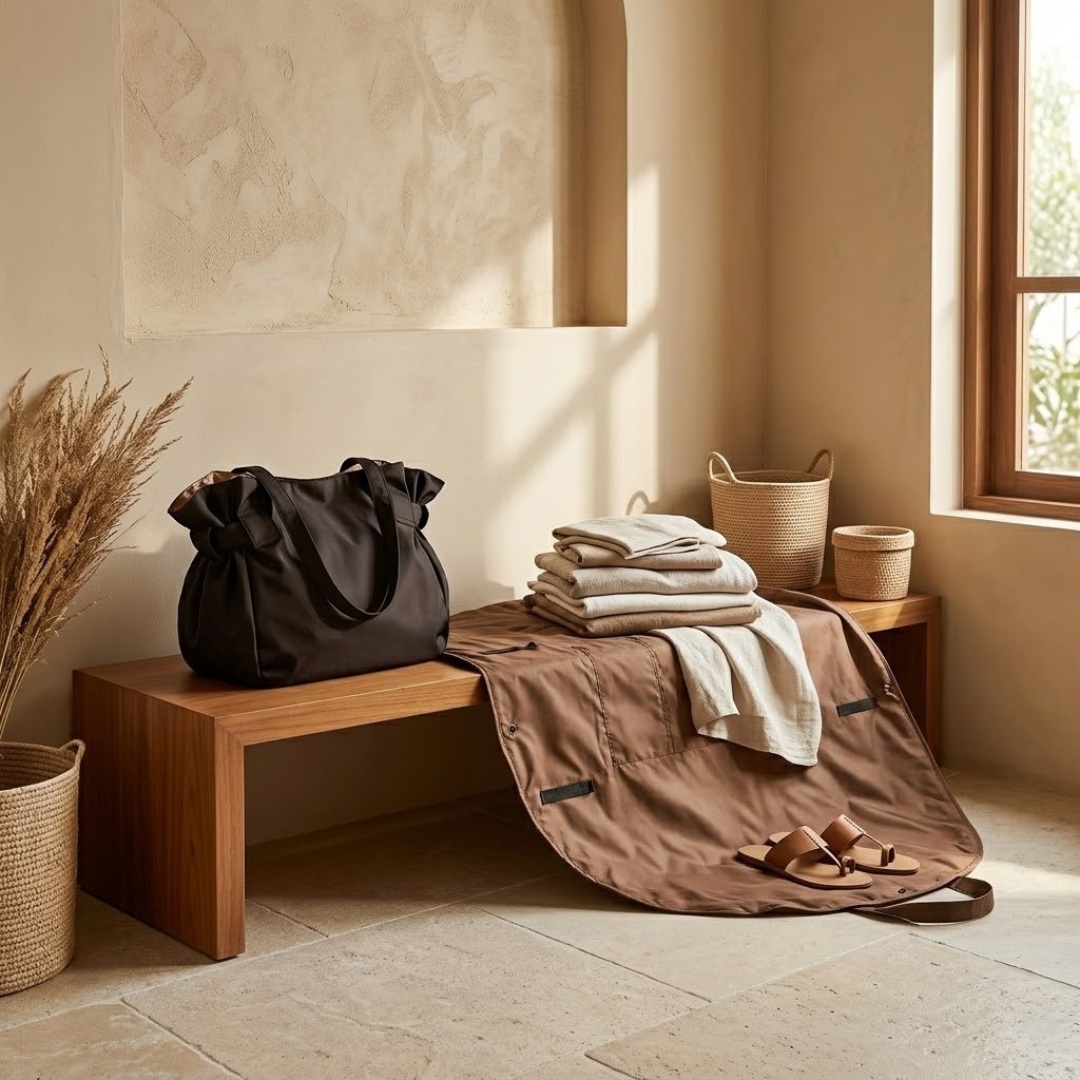 2 in 1 Foldable Round Mat Drawstring Tote Bag