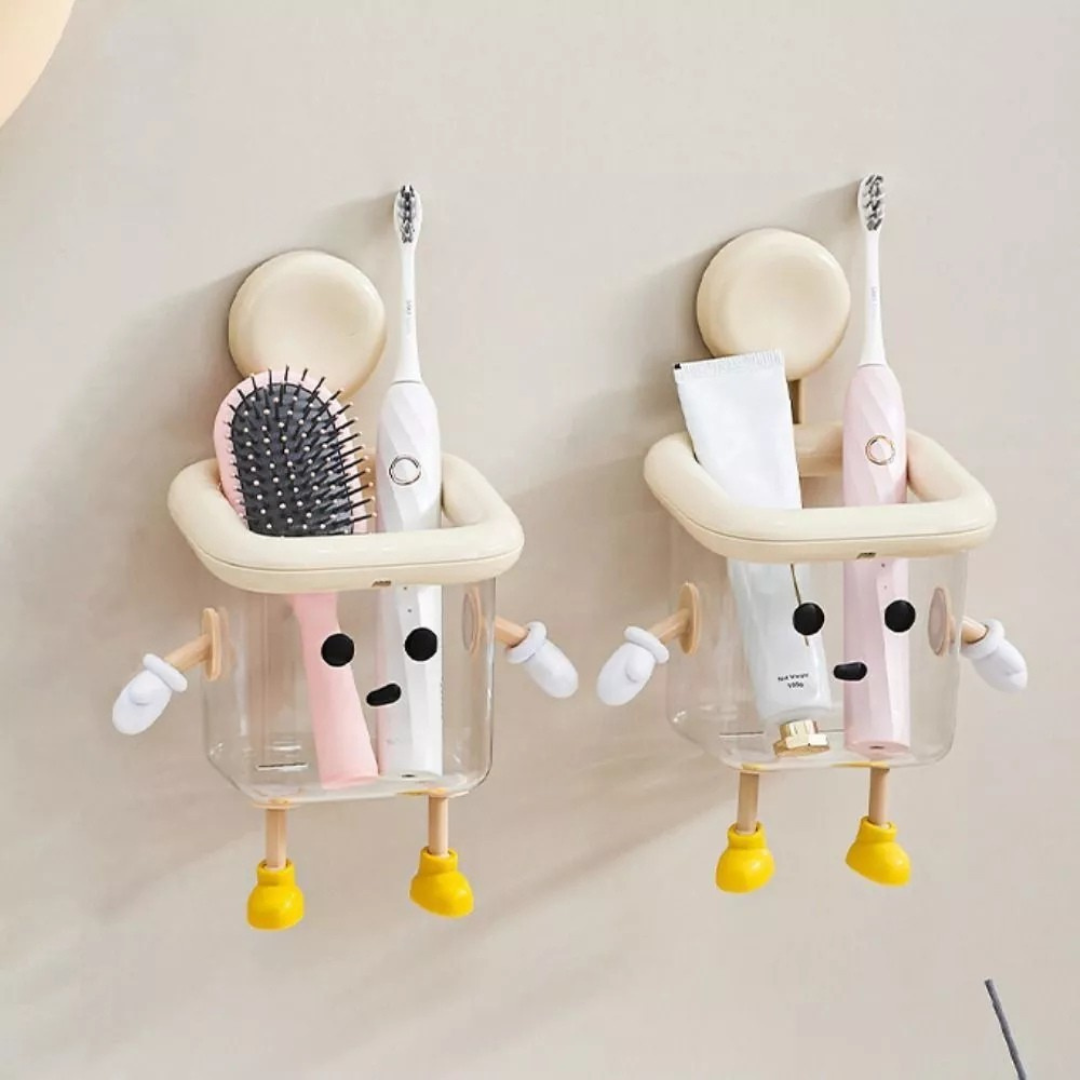 Wall-Mounted Bathroom Storage Box with Suction Cup