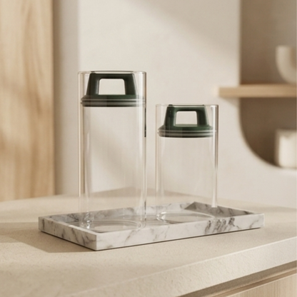 Premium Airtight Borosilicate Glass Storage Jar With Vacuum Lid (Set of 2)