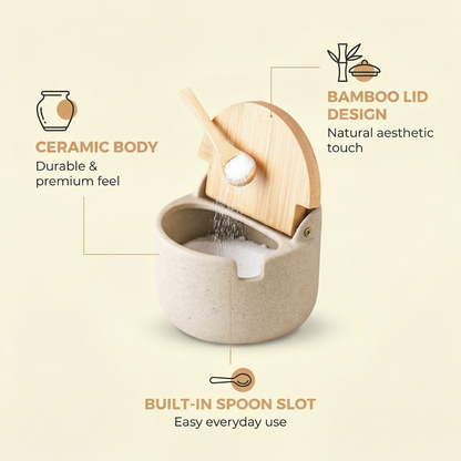 Elegant Japanese Ceramic Spice Jar Set with Bamboo Tray