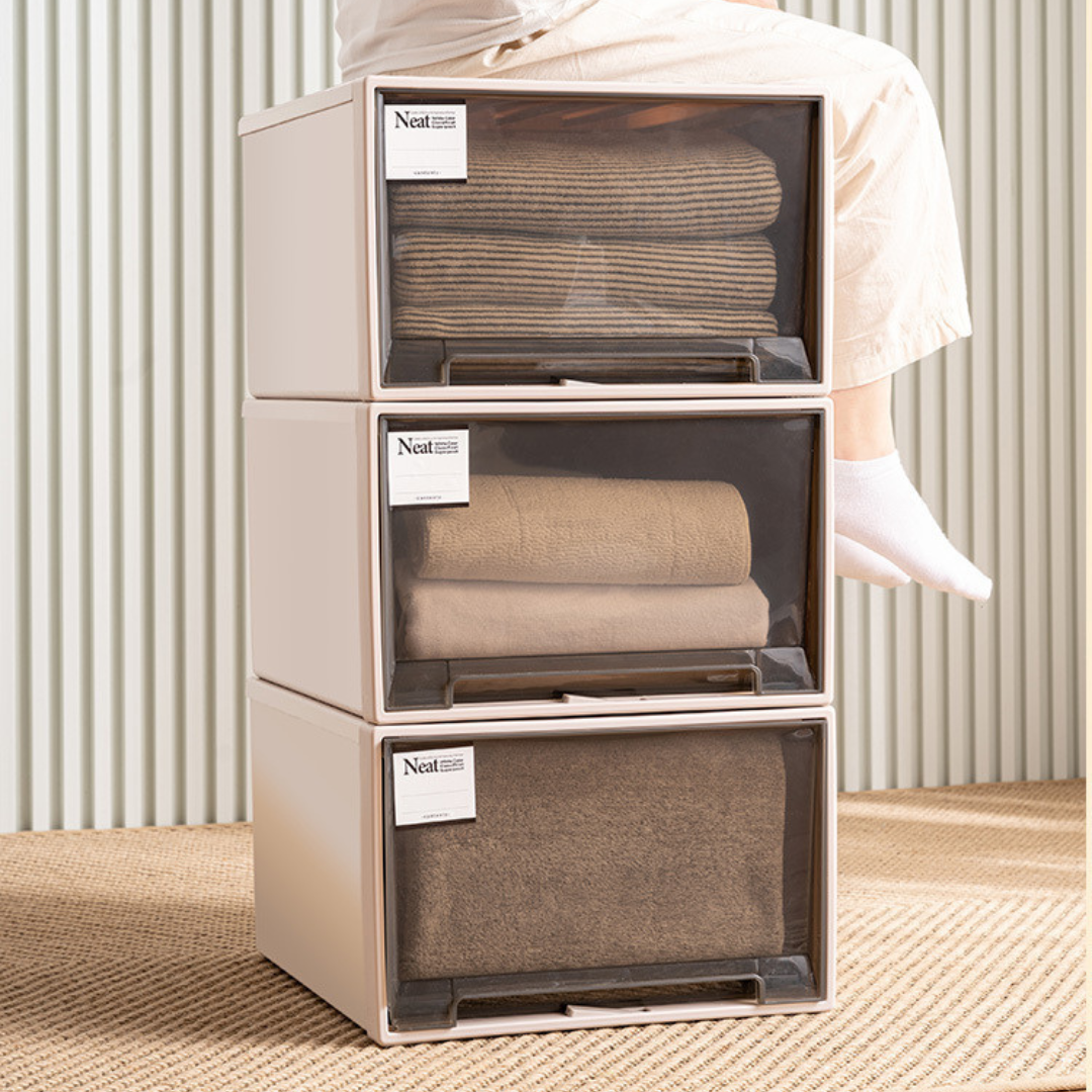 Transparent Stackable Drawer Storage Organizer Box