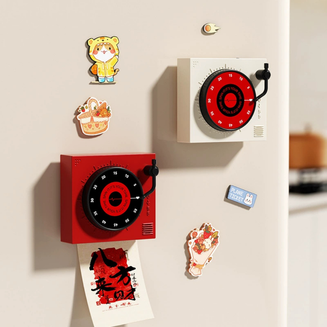 Magnetic Record Style Mechanical Kitchen Timer