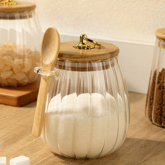 Elegant Airtight Glass Storage Jar with Bamboo Lid