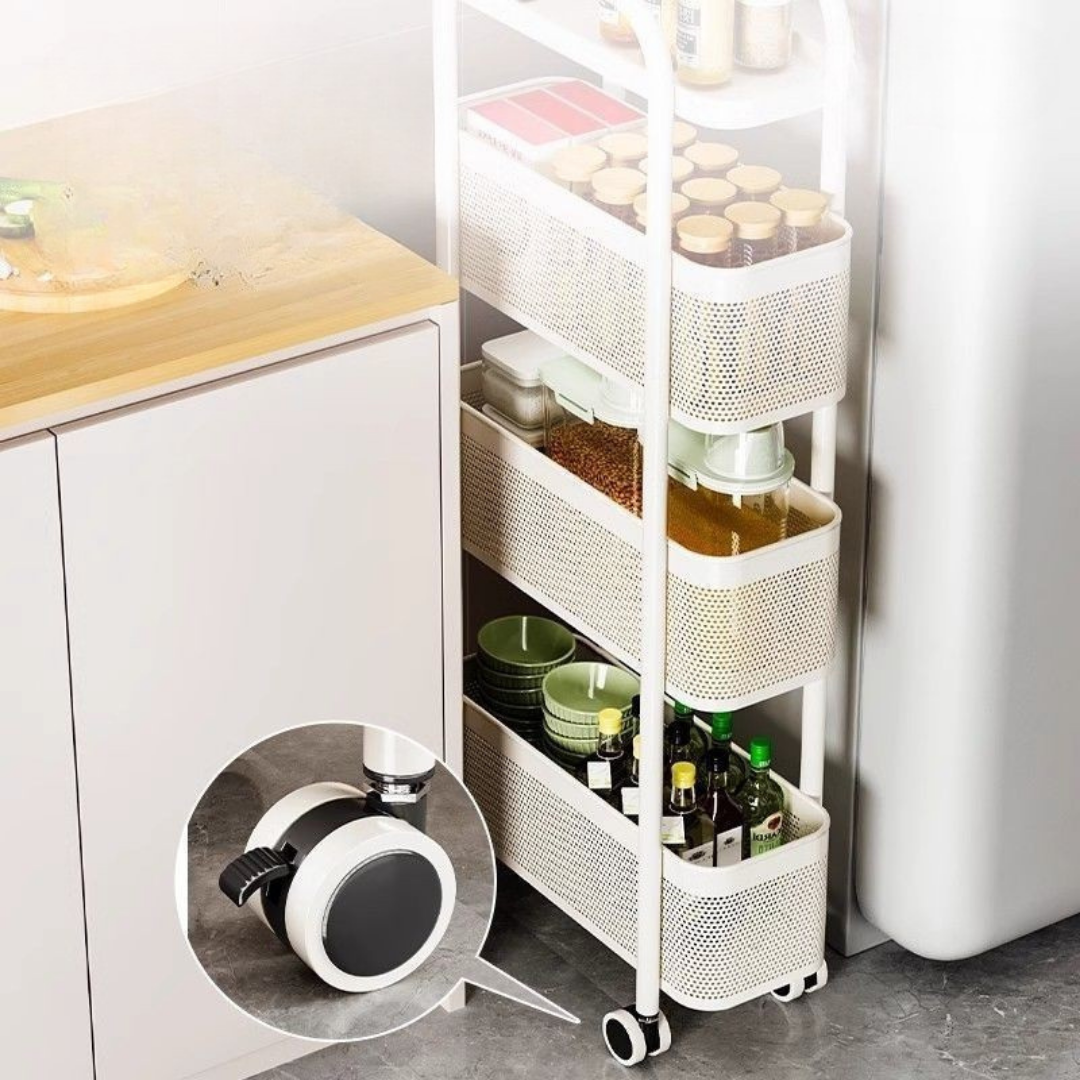 4 Tier Slim Rolling Metal Storage Utility Cart with Wheels