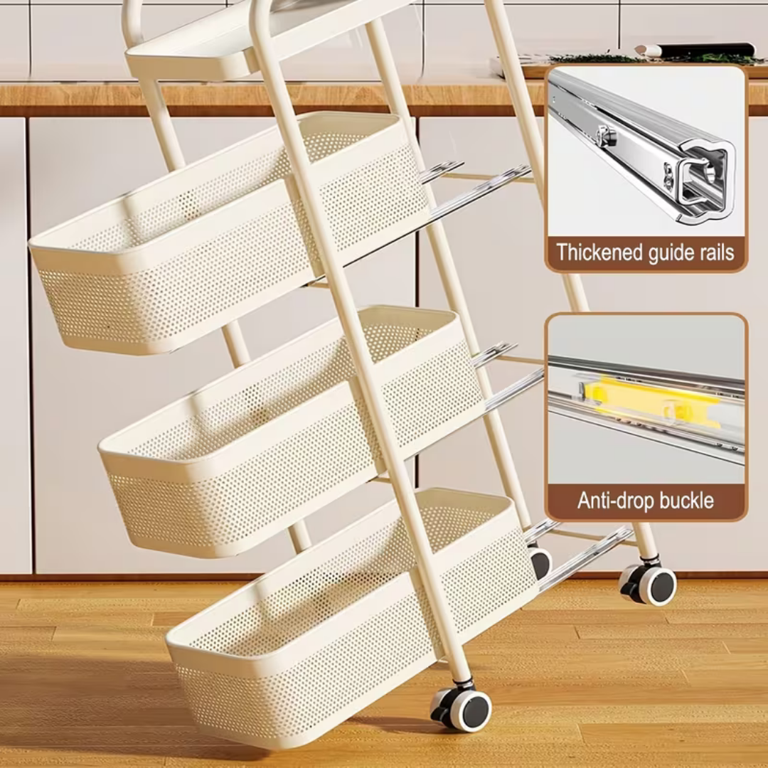 4 Tier Slim Rolling Metal Storage Utility Cart with Wheels