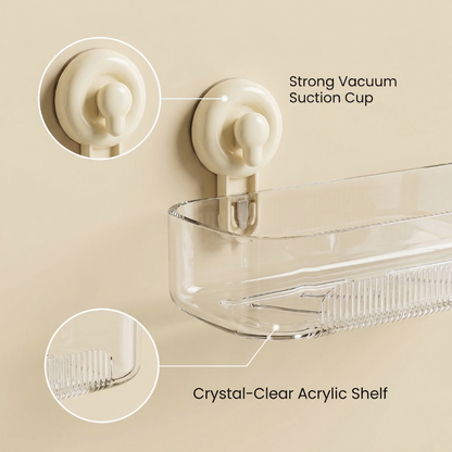 Multi-Purpose Transparent Suction Cup Storage Shelf
