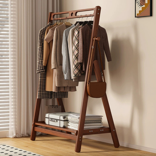 Premium Bamboo Foldable Clothes Storage Rack - 158 cm