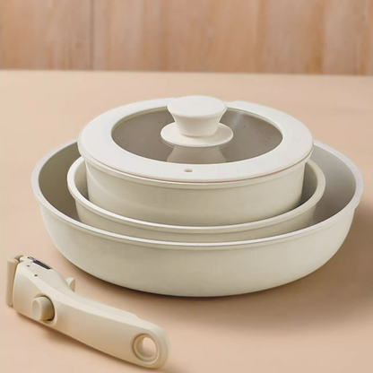 Multi Purpose Non Stick Cookware Set with Detachable Handle