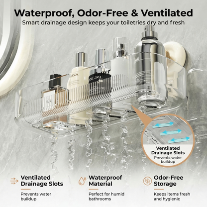 Multi-Purpose Transparent Suction Cup Storage Shelf