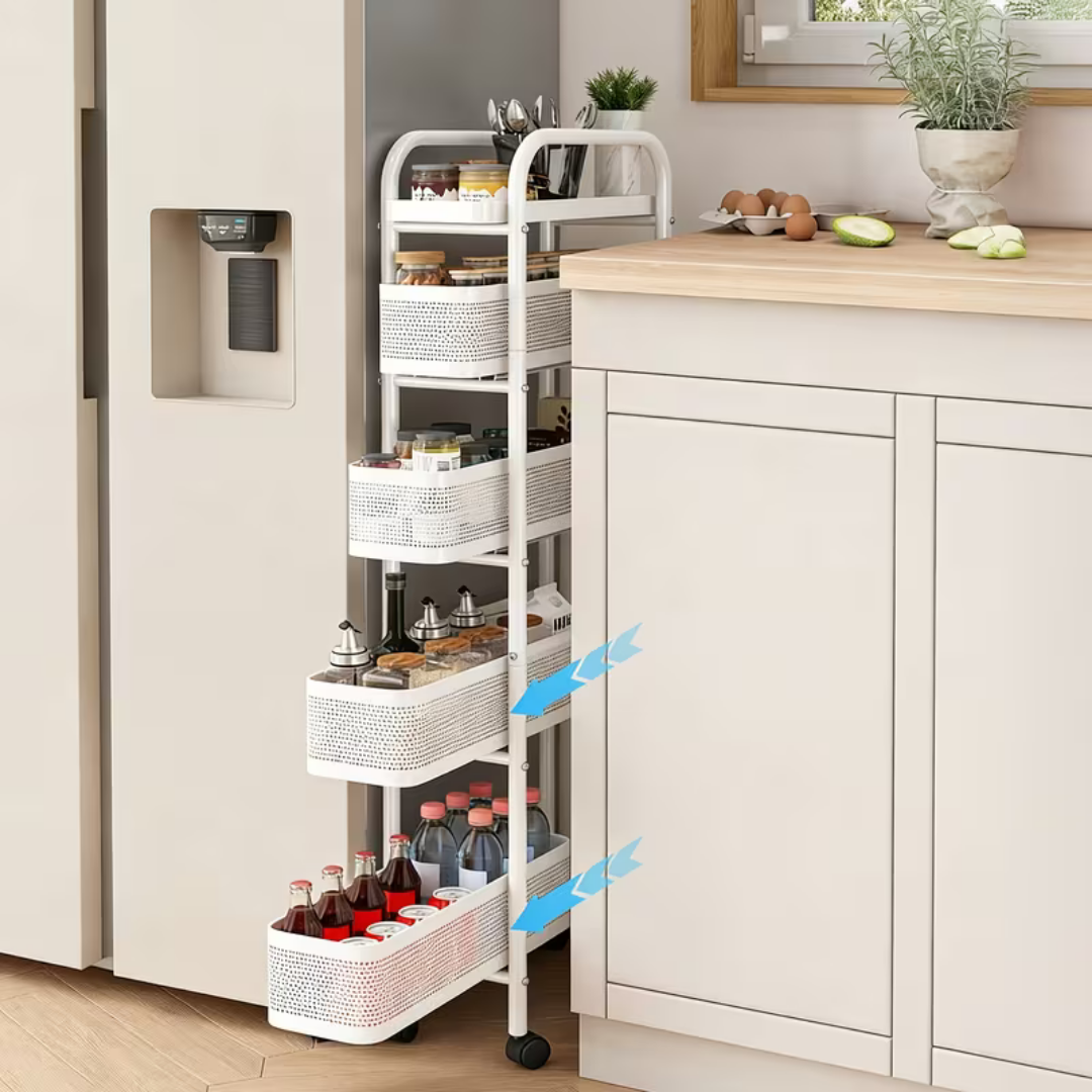 4 Tier Slim Rolling Metal Storage Utility Cart with Wheels