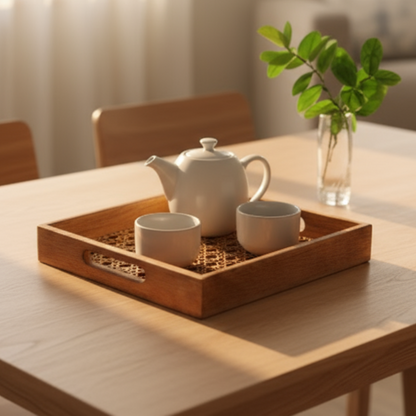 Premium Wood MDF Cutwork Mesh Tray with Elegant Design