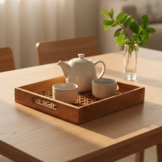 Premium Wood MDF Cutwork Mesh Tray with Elegant Design