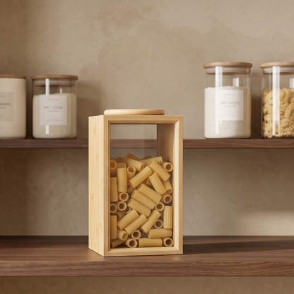 Transparent Glass Wooden Food Storage Container