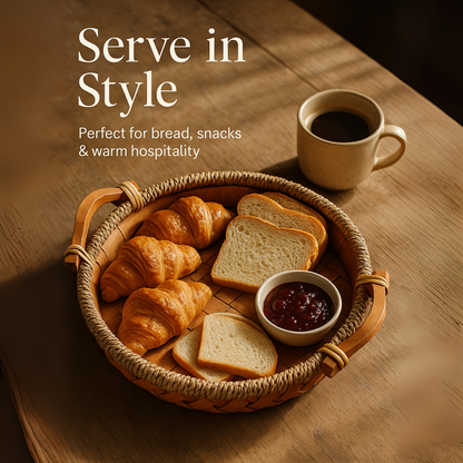 Multi-Use Natural Rustic Finish  Elegant Handwoven Storage Tray