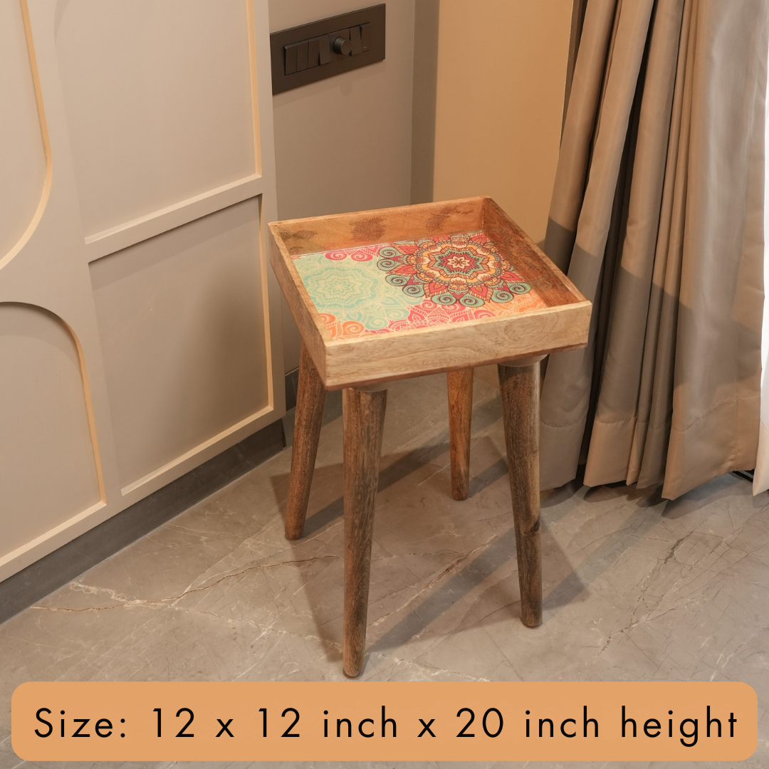 Elegant Wooden Handcrafted Designer Table with Meena Work Epoxy Finish