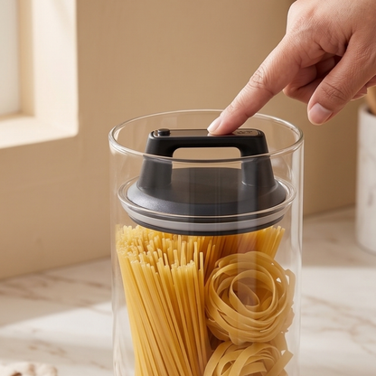Premium Airtight Borosilicate Glass Storage Jar With Vacuum Lid (Set of 2)