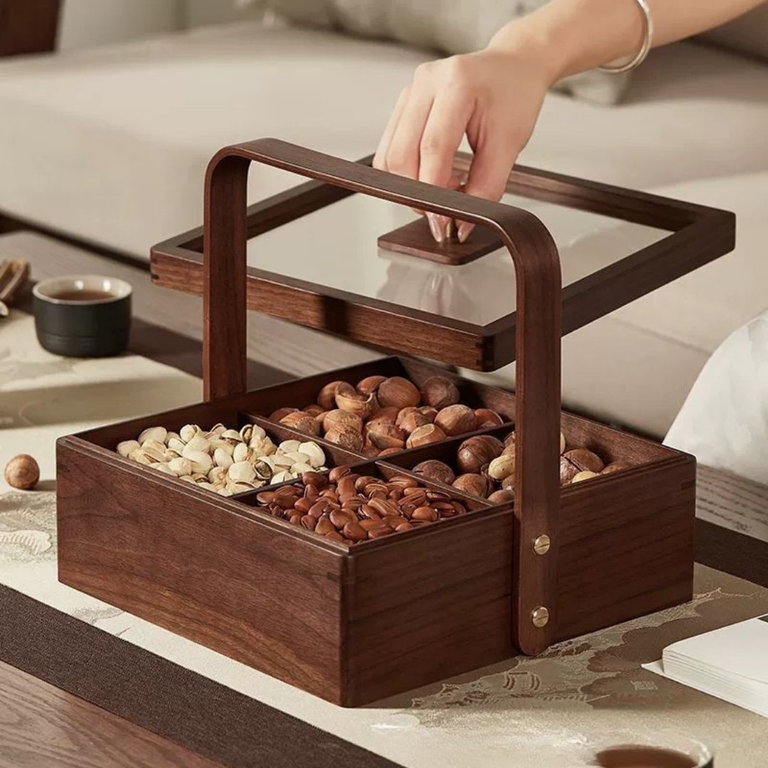 Multi Layer Wooden Look Dry Fruit Serving Tray