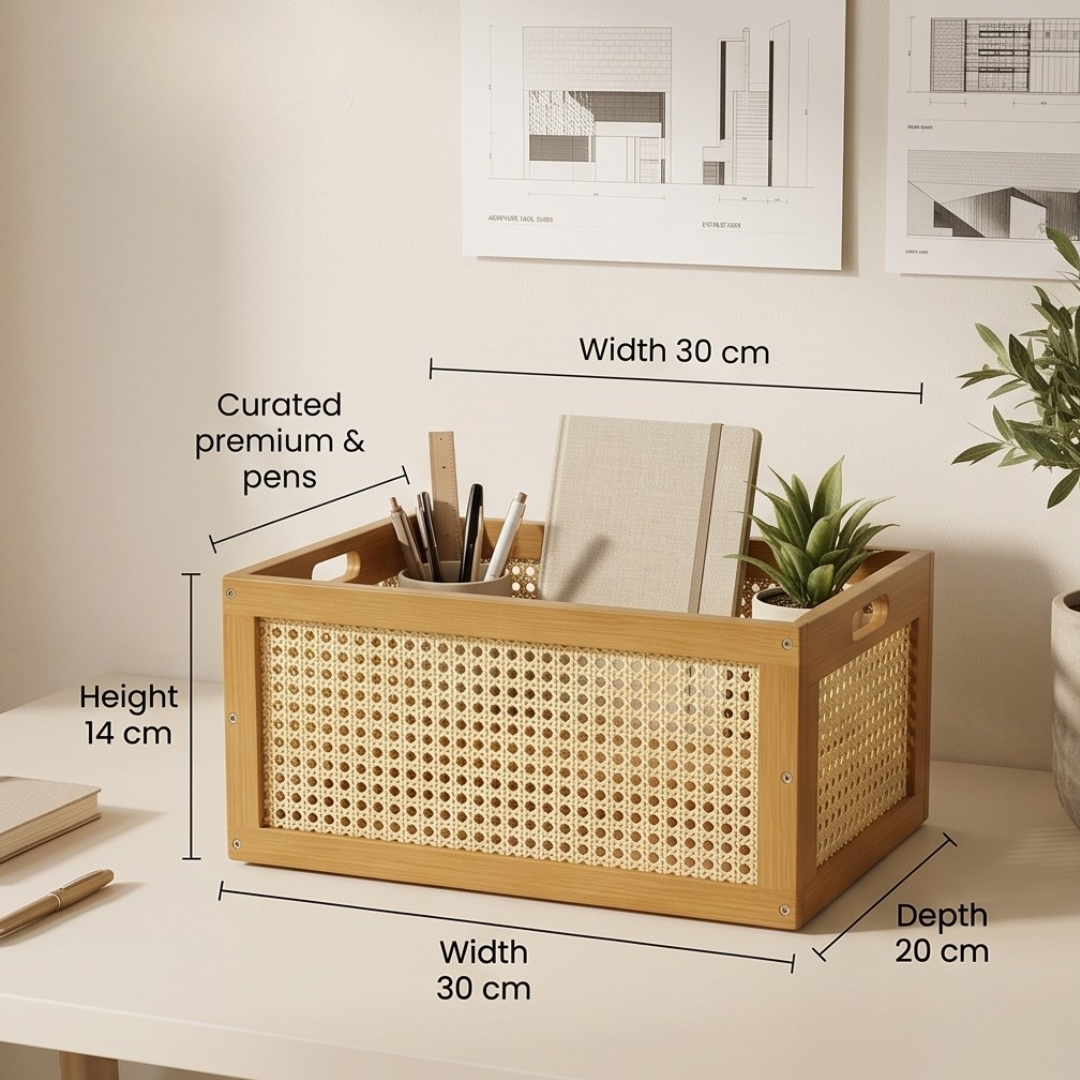 Wooden Rattan Organizer