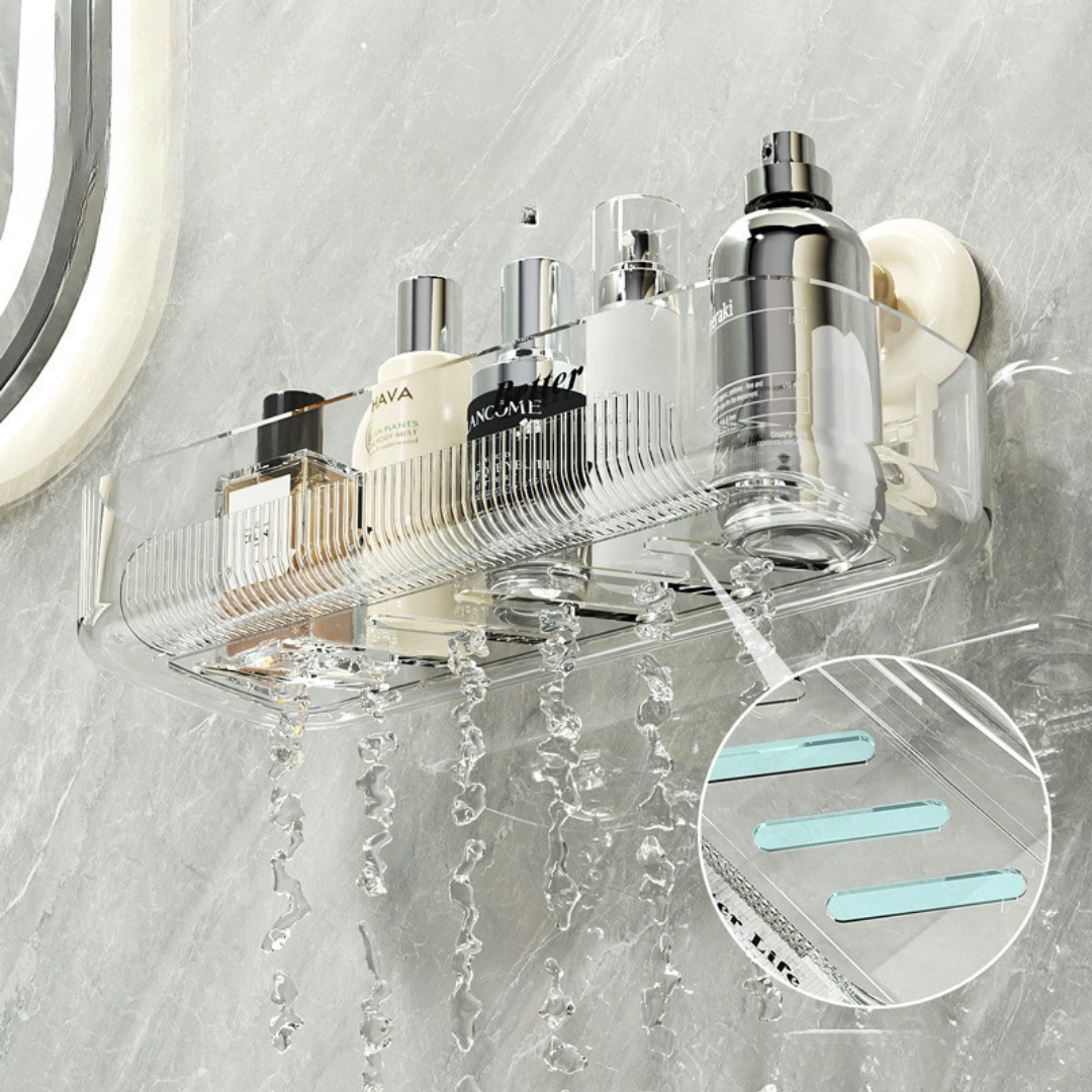 Multi-Purpose Transparent Suction Cup Storage Shelf