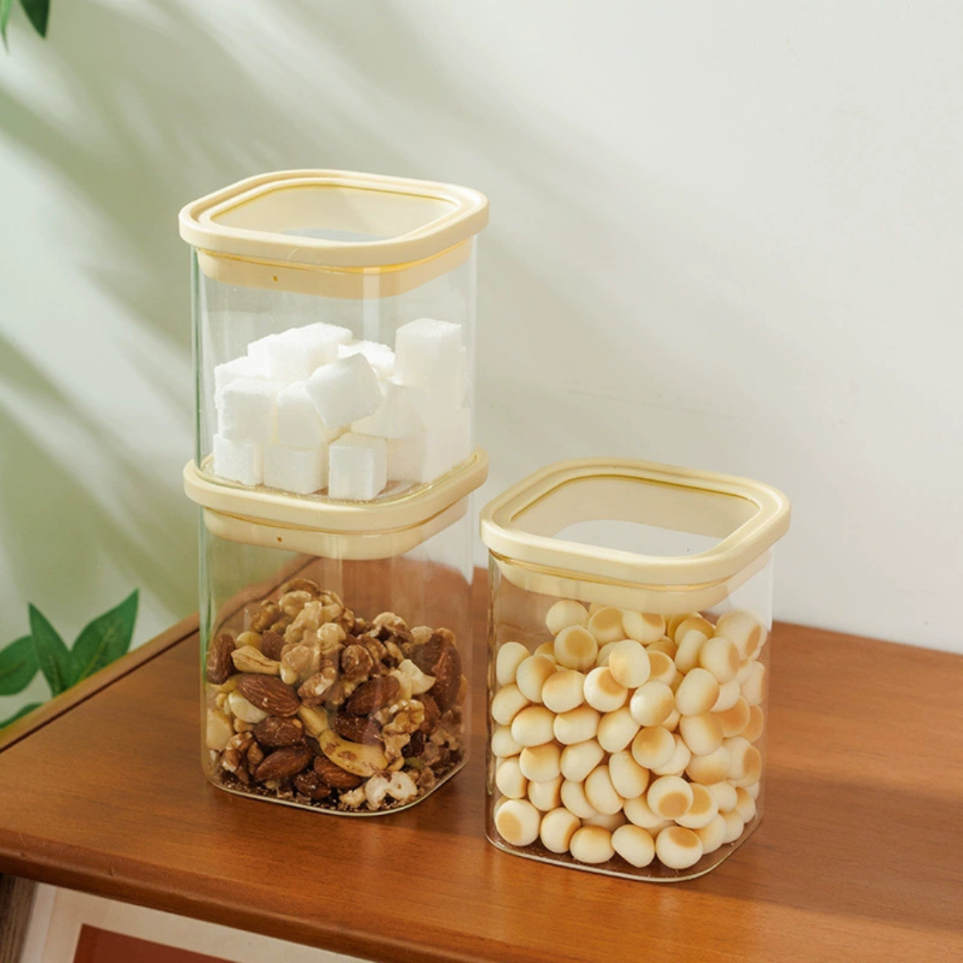 Airtight Glass Storage Canister Set with Silicone Glass Lid