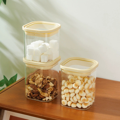 Airtight Glass Storage Canister Set with Silicone Glass Lid
