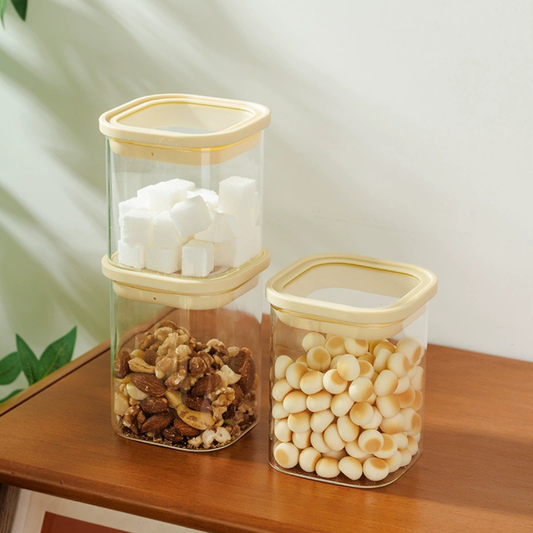 Airtight Glass Storage Canister Set with Silicone Glass Lid