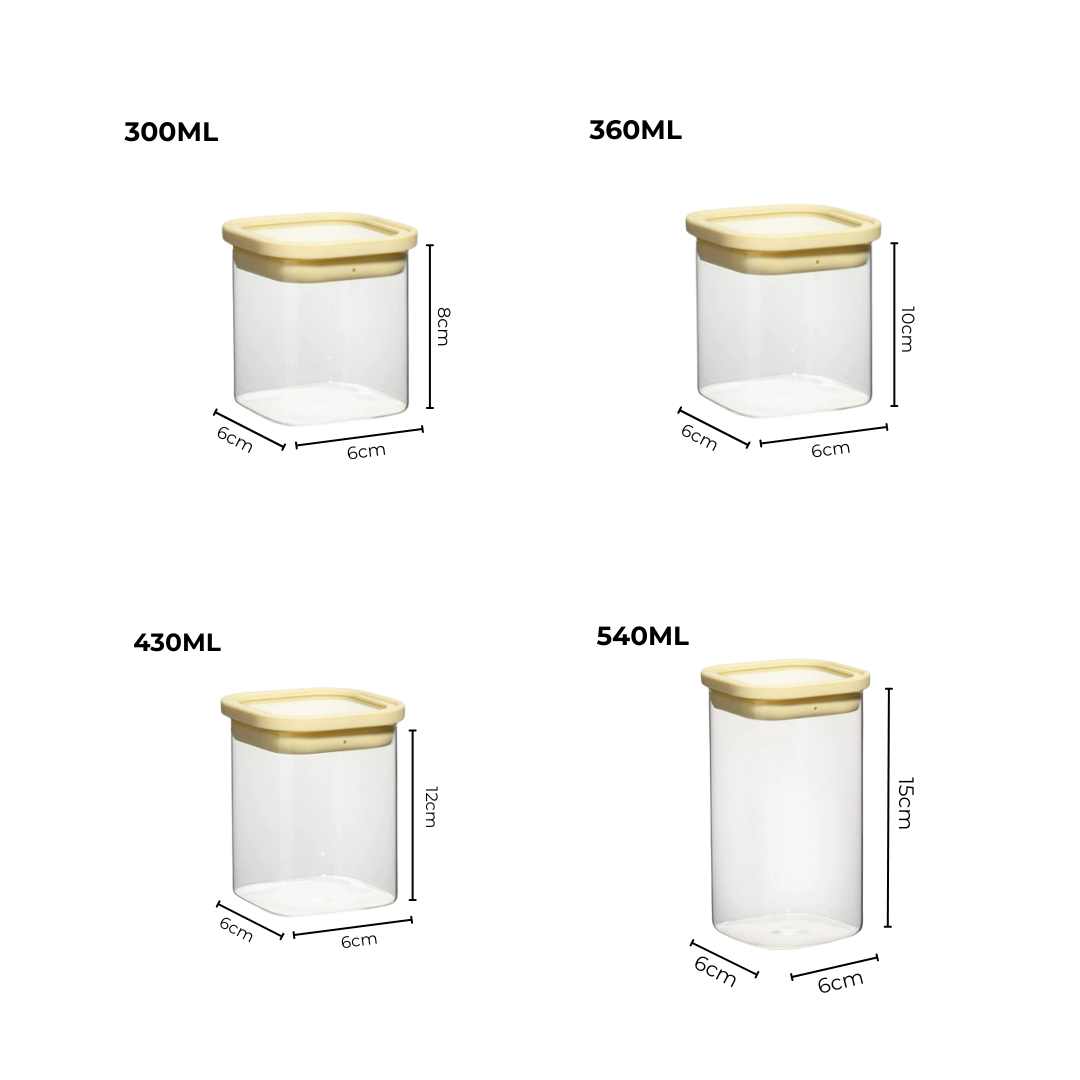 Airtight Glass Storage Canister Set with Silicone Glass Lid