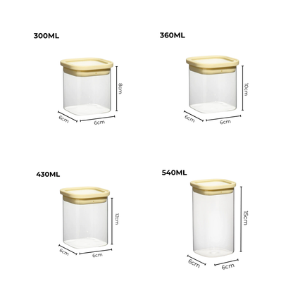 Airtight Glass Storage Canister Set with Silicone Glass Lid