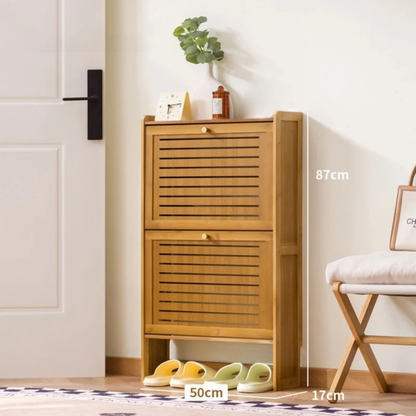 Bamboo Flip Down Shoe Storage Cabinet