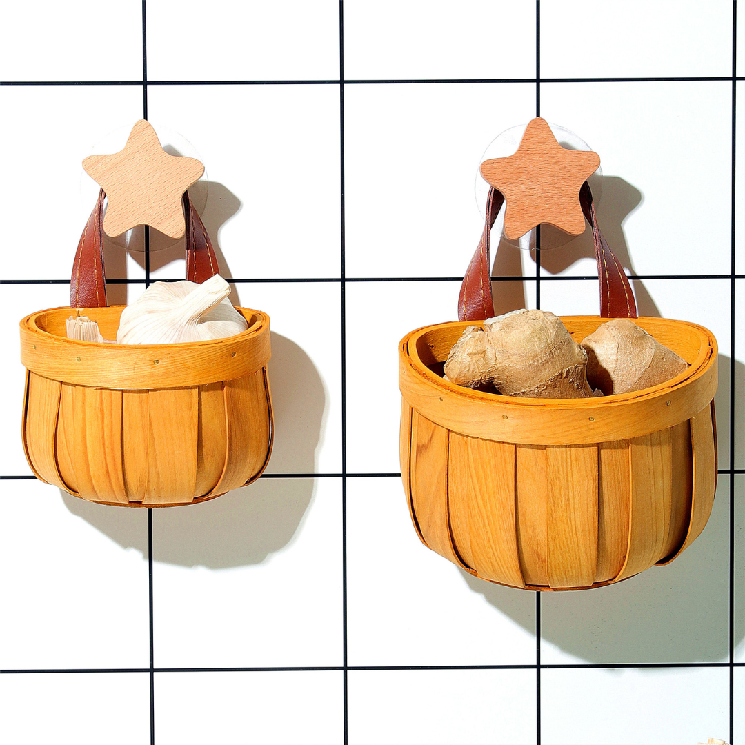 Multi-Purpose Wall Mounted Wooden Baskets Storage & Organization