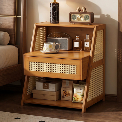 Modern Bamboo Rattan Stoarge Orgainzer With Drawer
