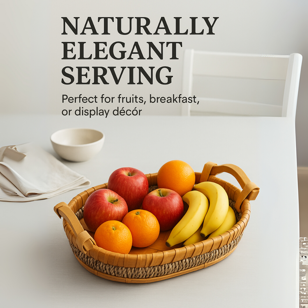 Multi-Use Natural Rustic Finish  Elegant Handwoven Storage Tray