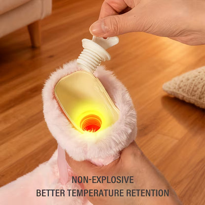Soft Plush Hot Water Bottle for Menstrual Cramps and Relaxation