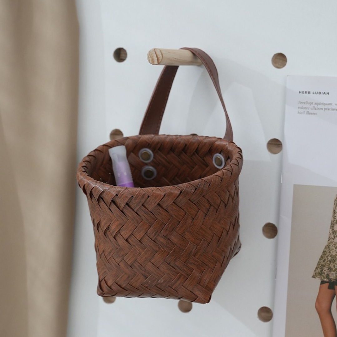 Multi-Purpose Rustic Woven Wall Hanging Storage Basket
