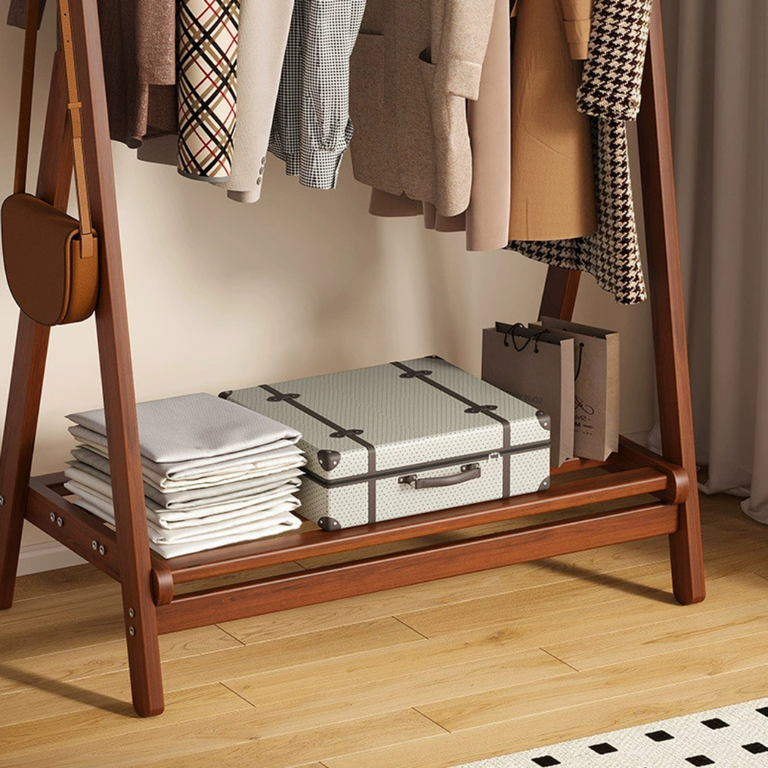 Premium Bamboo Foldable Clothes Storage Rack - 158 cm