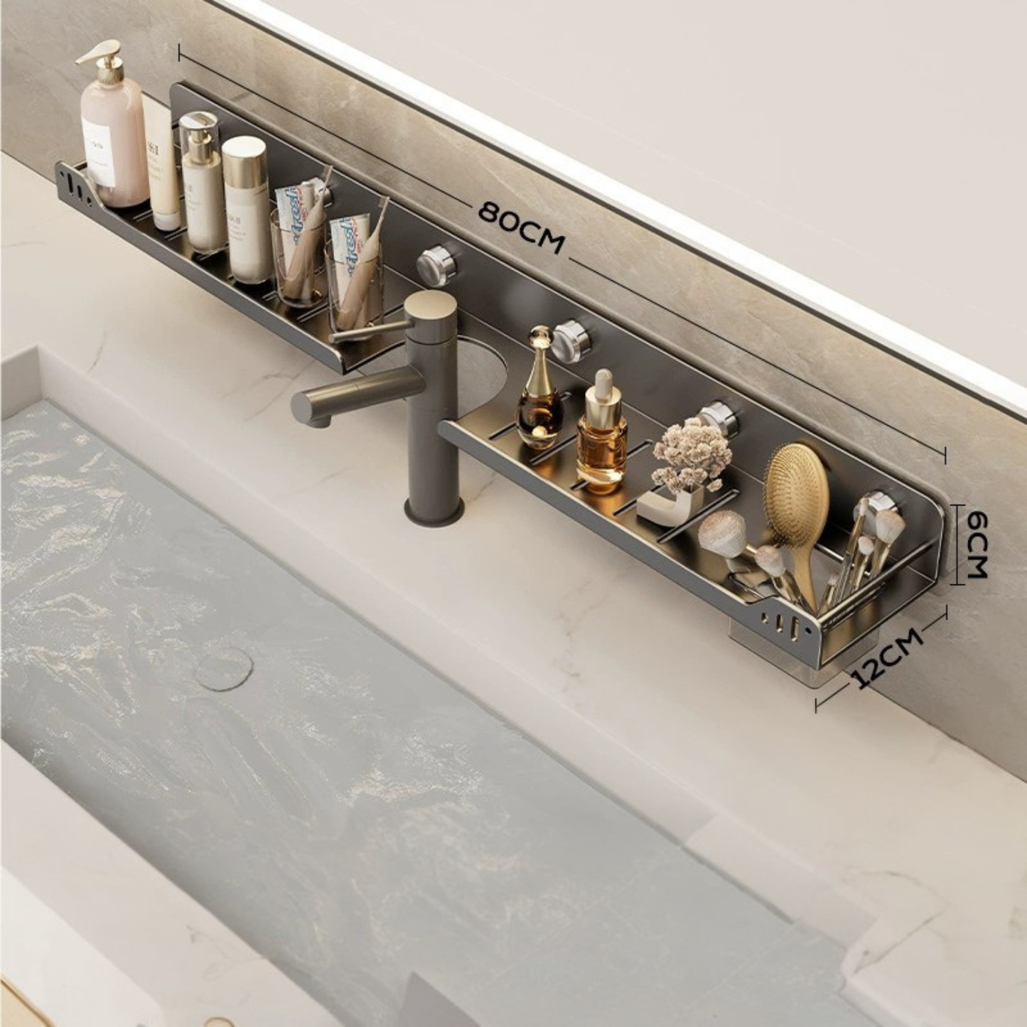 Metal Suction Mount Bathroon Organizer Shelf