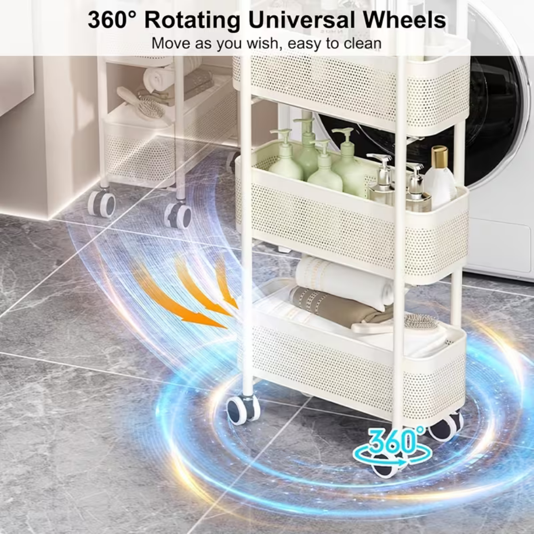 4 Tier Slim Rolling Metal Storage Utility Cart with Wheels