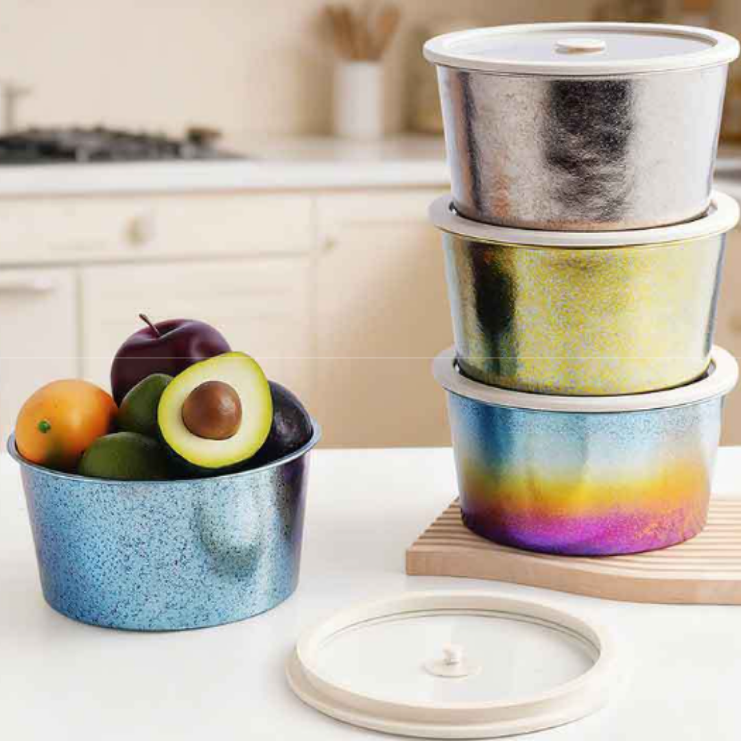 Pure Titanium Round Food Storage Container with Glass Lid - 2L