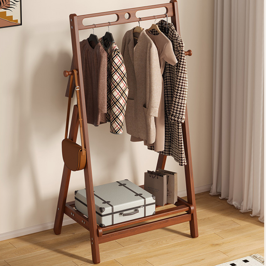 Premium Bamboo Foldable Clothes Storage Rack - 158 cm