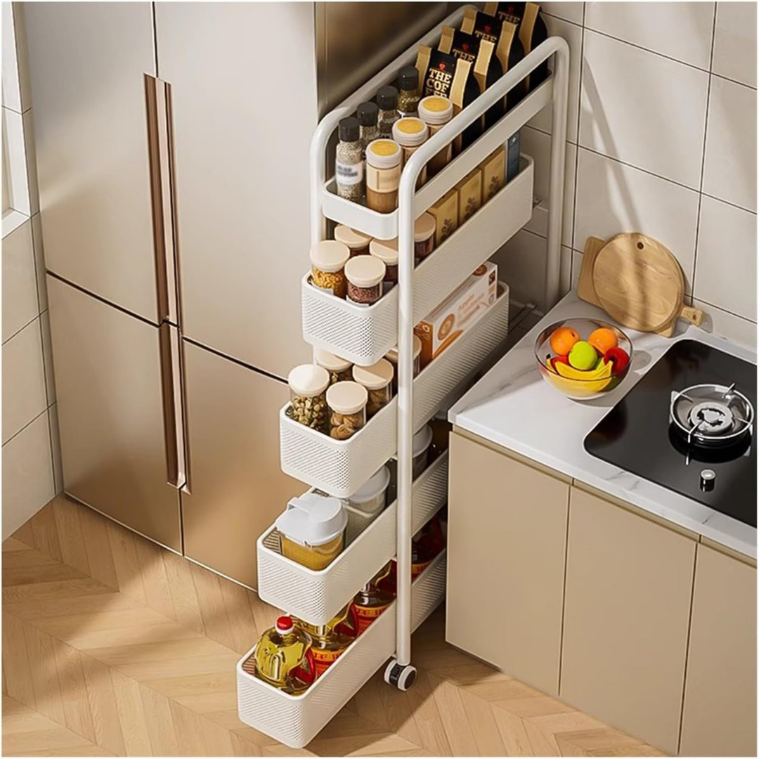 4 Tier Slim Rolling Metal Storage Utility Cart with Wheels