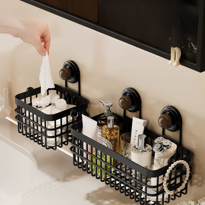 Multi Functional Wall Mounted Metal Storage Basket with Suction Cups